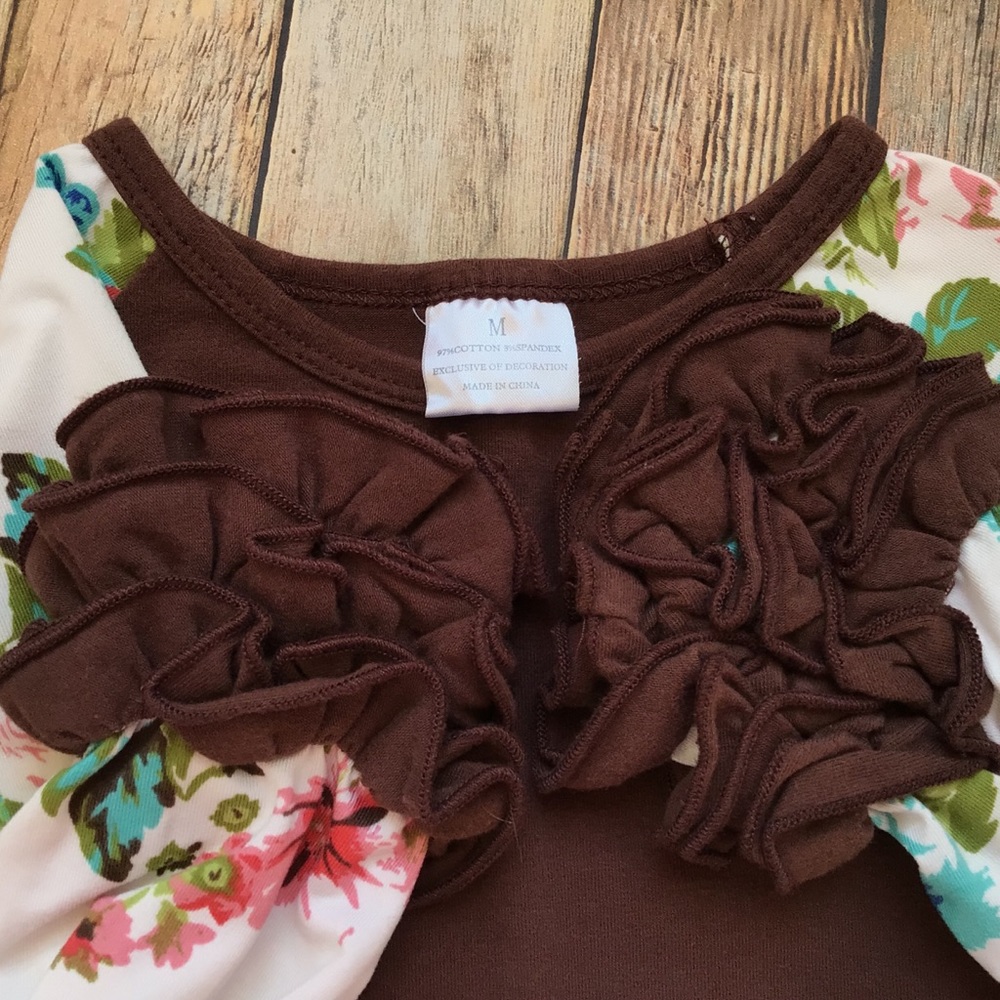 Floral Raglan Top With Icing Ruffles - Picture 3 of 3